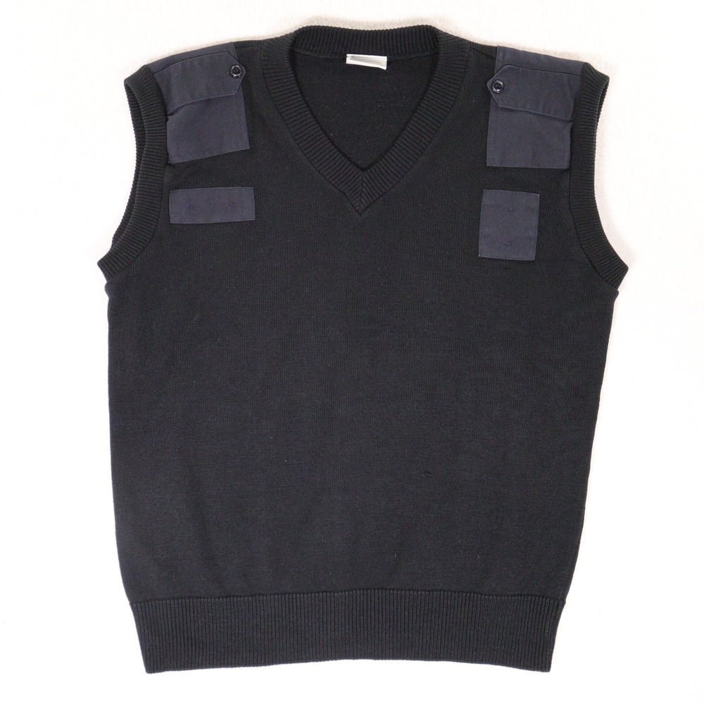 Horace Small Sweater Vest Police Tactical V-Neck Black Knit Men L/XL